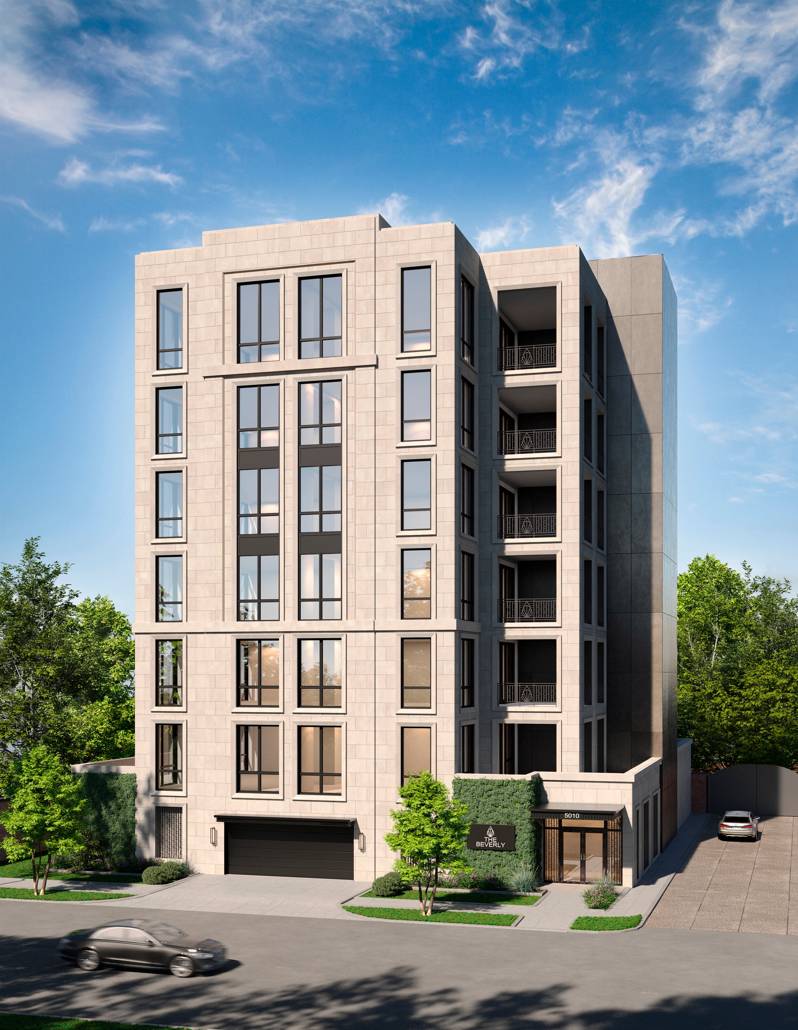 The Beverly's timeless façade rising above Tanglewood